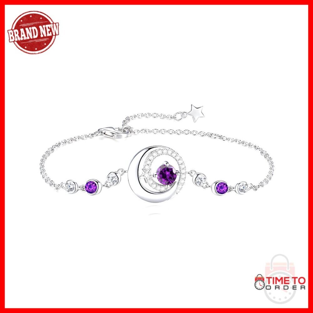 925 Sterling Silver Moon Star Bracelet Adjustable Chain Fine Jewelry Gift